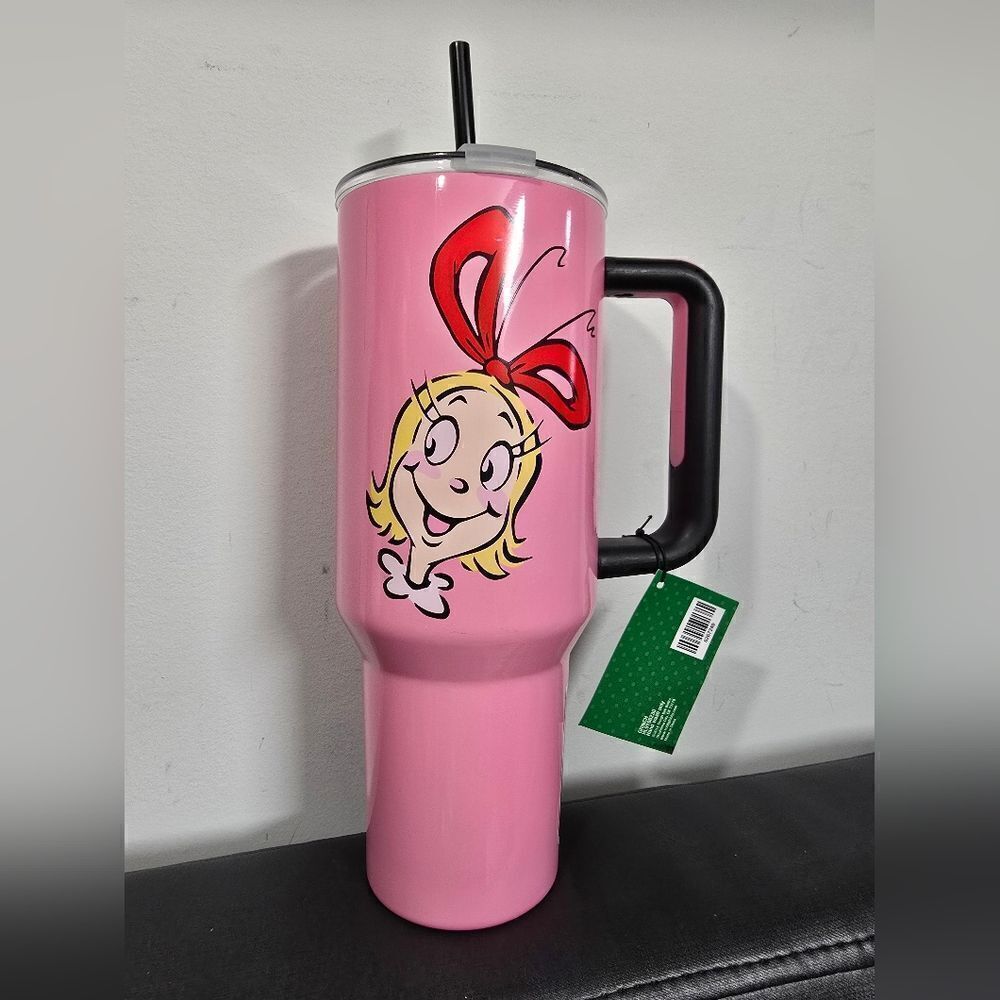 New Cindy Lou Who Dr. SEUSS the Grinch Stole Christmas Pink Tumbler, 40 Oz